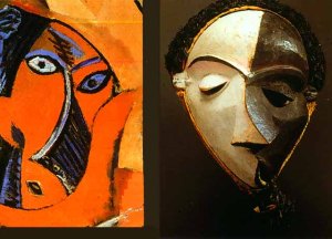 detalj sa slike i maska iz plemena Pende, Zair